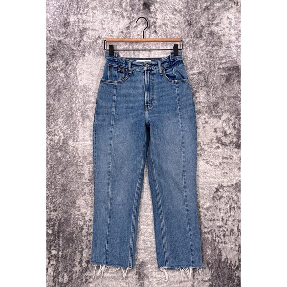Abercrombie & Fitch Jeans 25 / 0 Short Womens Curve Love 90s Straight Cropped - Picture 1 of 8